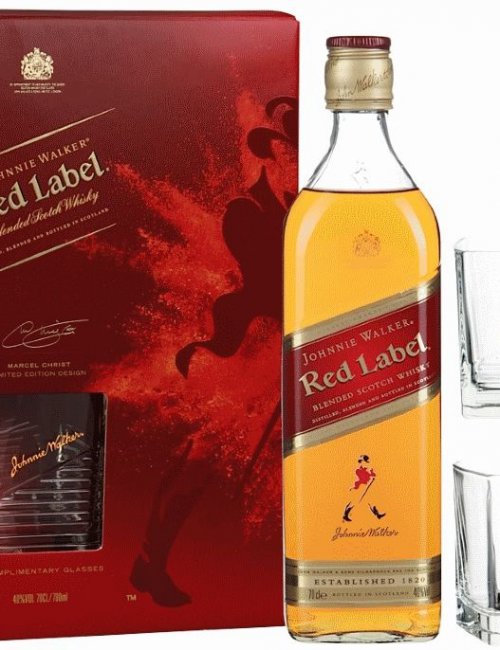 Johnnie Walker Red Label + 2gl.  / Джони Уокер Ред Лэйбл + 2бокала